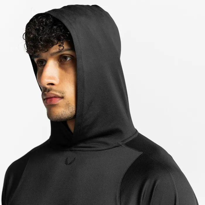 ASRV Long Sleeves Men NanoMesh Fitted Hoodie Black