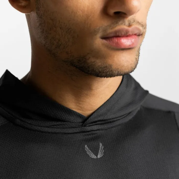 ASRV Long Sleeves Men NanoMesh Fitted Hoodie Black