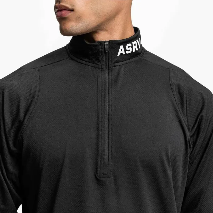ASRV Long Sleeves Men NanoMesh Quarter Zip Black
