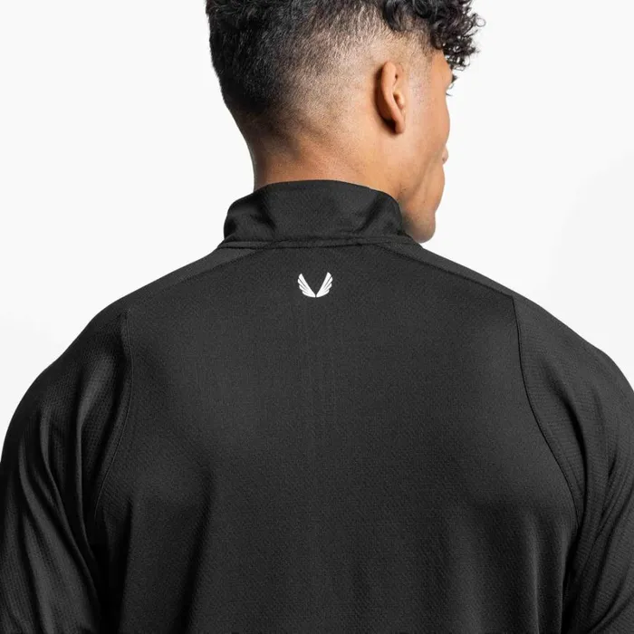 ASRV Long Sleeves Men NanoMesh Quarter Zip Black