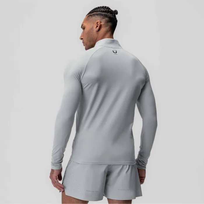 ASRV Long Sleeves Men Thermal Training Quarter Zip Slate Grey 034cyber034