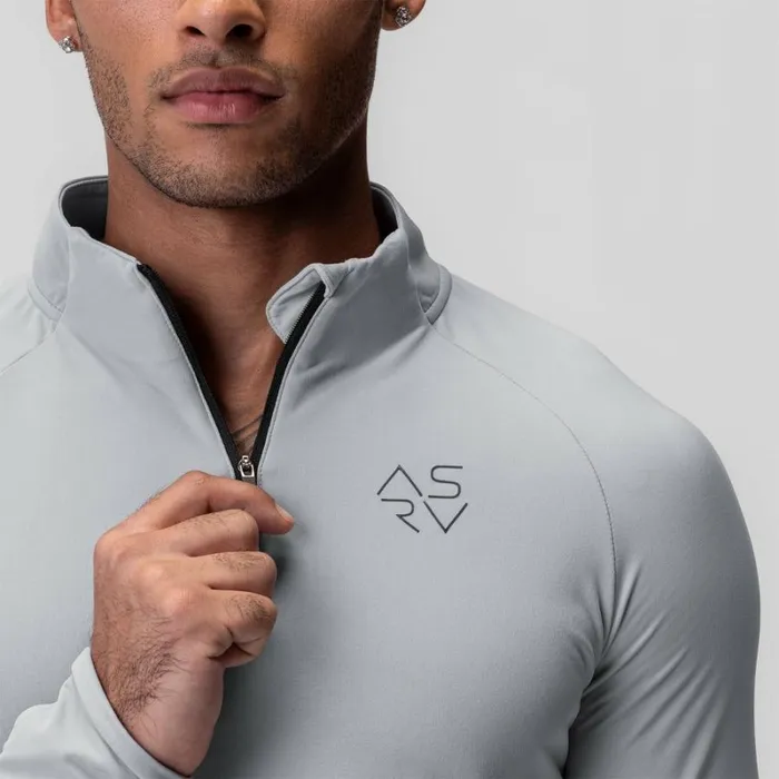 ASRV Long Sleeves Men Thermal Training Quarter Zip Slate Grey 034cyber034