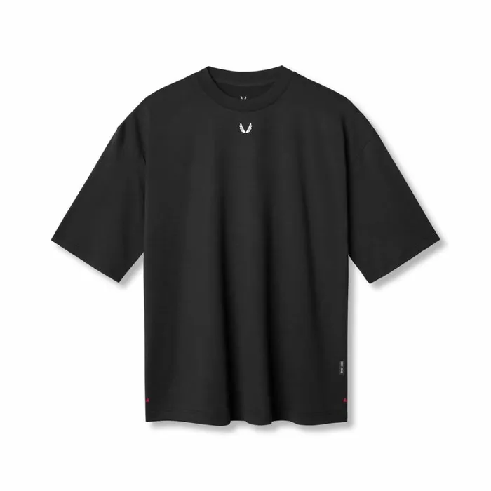 ASRV Short Sleeves Men 3DLite 20 Lycra 34Sleeve Oversized Tee Black 034otwr Block034