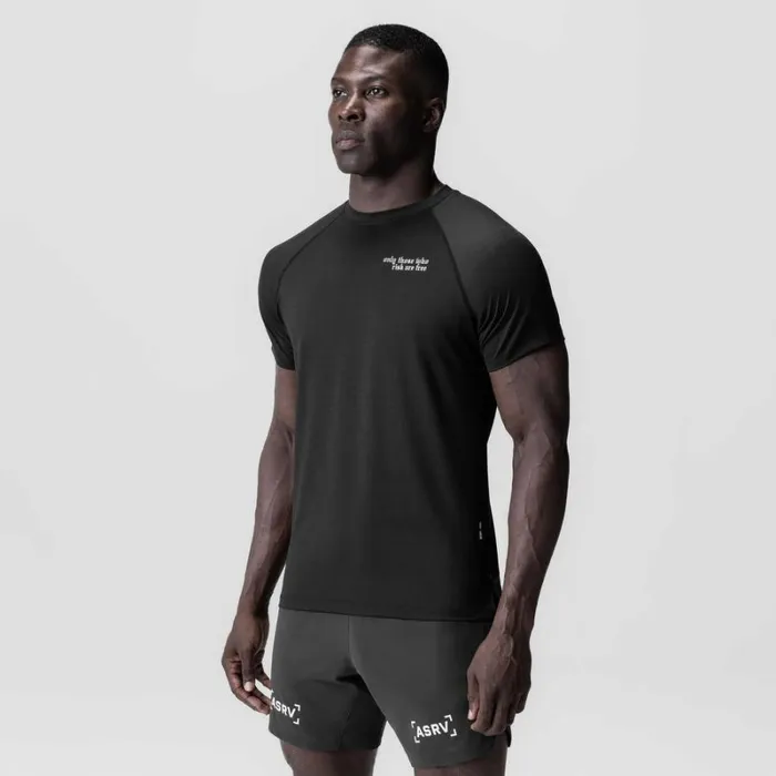 ASRV Short Sleeves Men 3DLite 20 Lycra Fitted Tee Black 034brush Wings034
