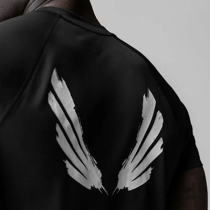 ASRV Short Sleeves Men 3DLite 20 Lycra Fitted Tee Black 034brush Wings034