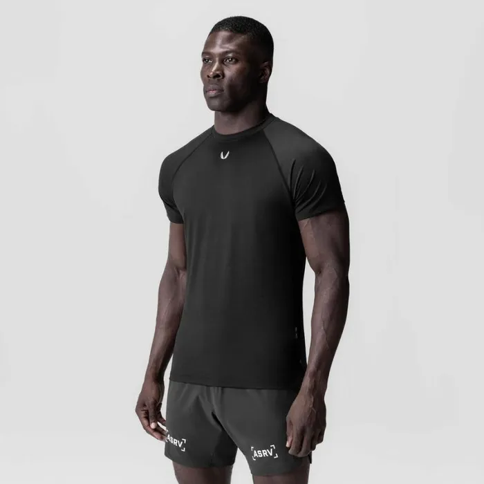 ASRV Short Sleeves Men 3DLite 20 Lycra Fitted Tee Black 034otwr Block034