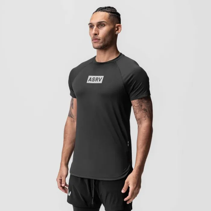 ASRV Short Sleeves Men AeroSilver Established Tee Black 034box Logo034
