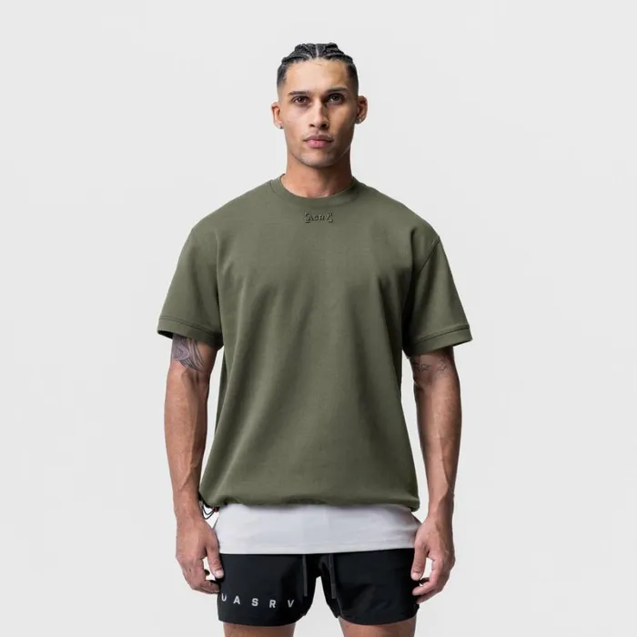 ASRV Short Sleeves Men CottonPlus Heavyweight Oversized Cinch Tee Olive
