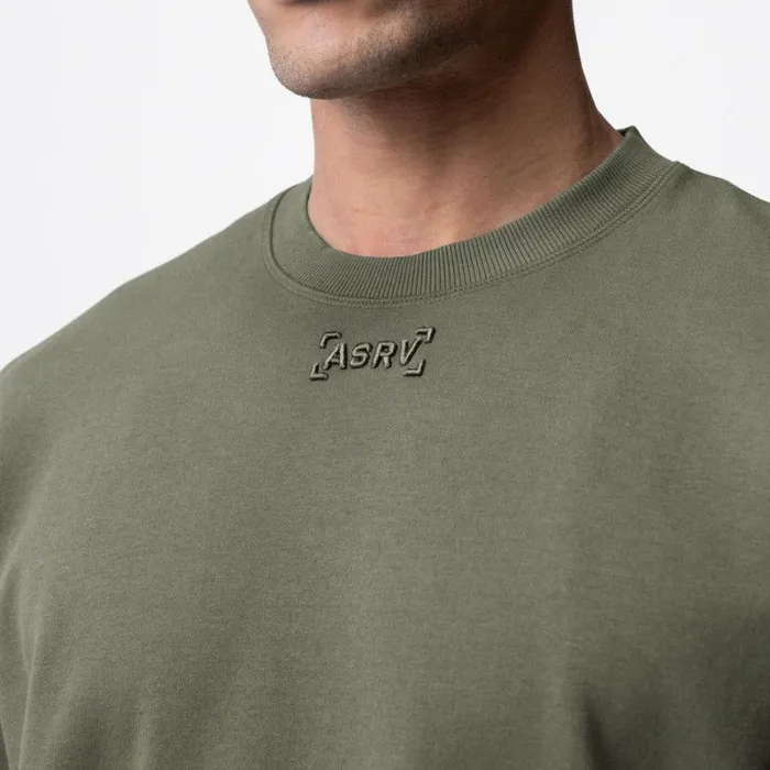 ASRV Short Sleeves Men CottonPlus Heavyweight Oversized Cinch Tee Olive
