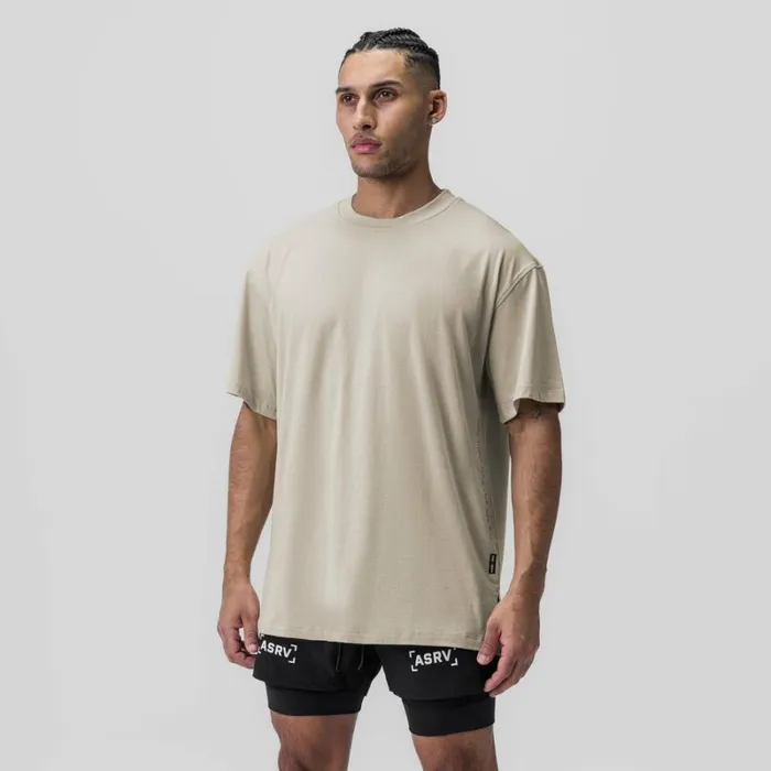ASRV Short Sleeves Men Supima Oversized Tee Sand Smoke