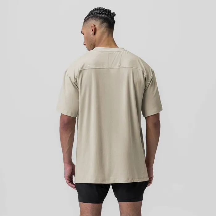 ASRV Short Sleeves Men Supima Oversized Tee Sand Smoke