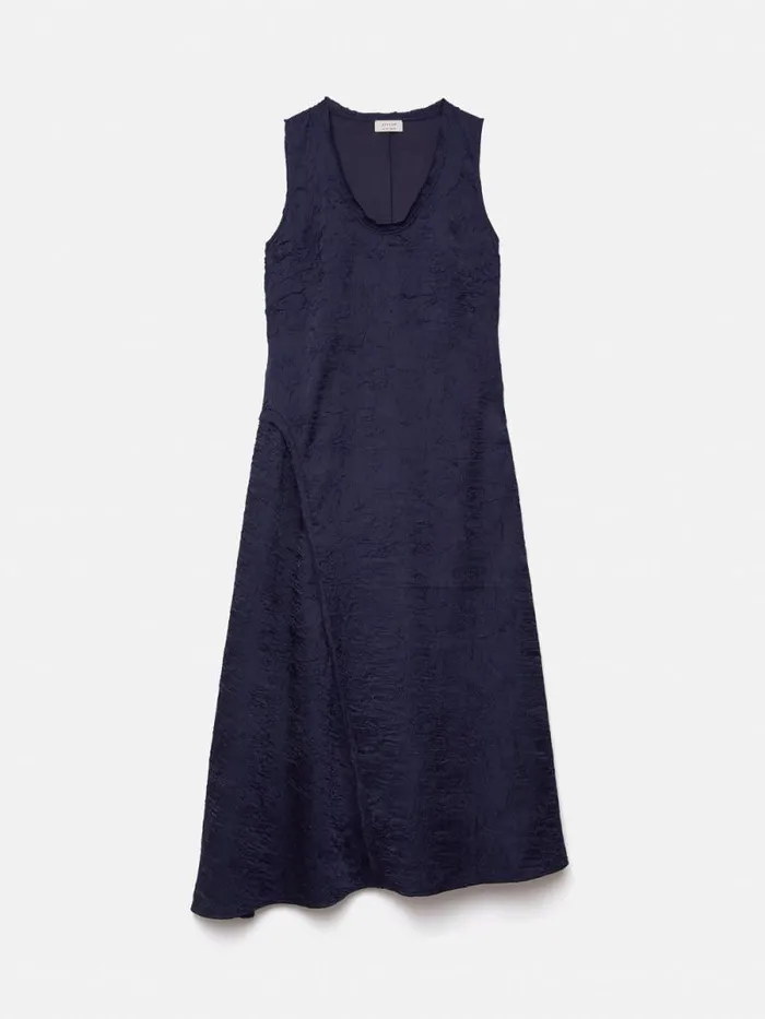 Asymmetric Textured Dress Navy Women Jigsaw Dresses and Jumpsuits