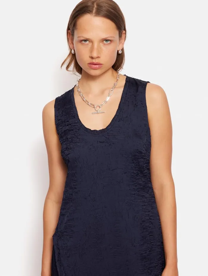 Asymmetric Textured Dress Navy Women Jigsaw Dresses and Jumpsuits