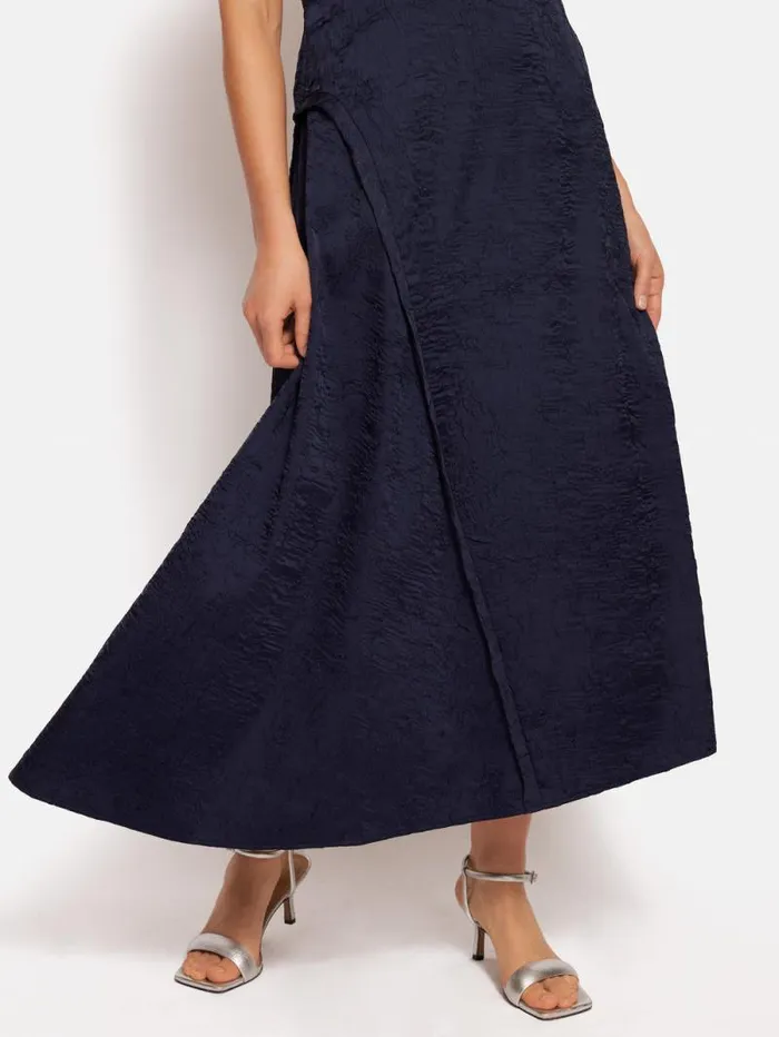 Asymmetric Textured Dress Navy Women Jigsaw Dresses and Jumpsuits