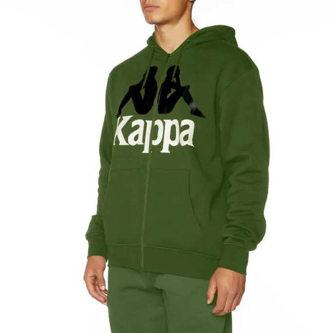 Authentic Awert 2 Hoodie 8211 Green Green Men Kappa Hoodies and Sweatshirts
