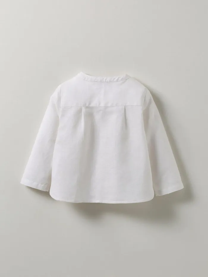 Baby Baby Boy Cyrillus Cotton And Linen Shirt Blanc Doux