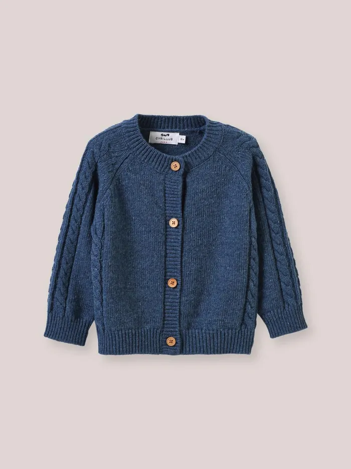 Baby Baby Girl Cyrillus Cable Knit Cardigan Nuit