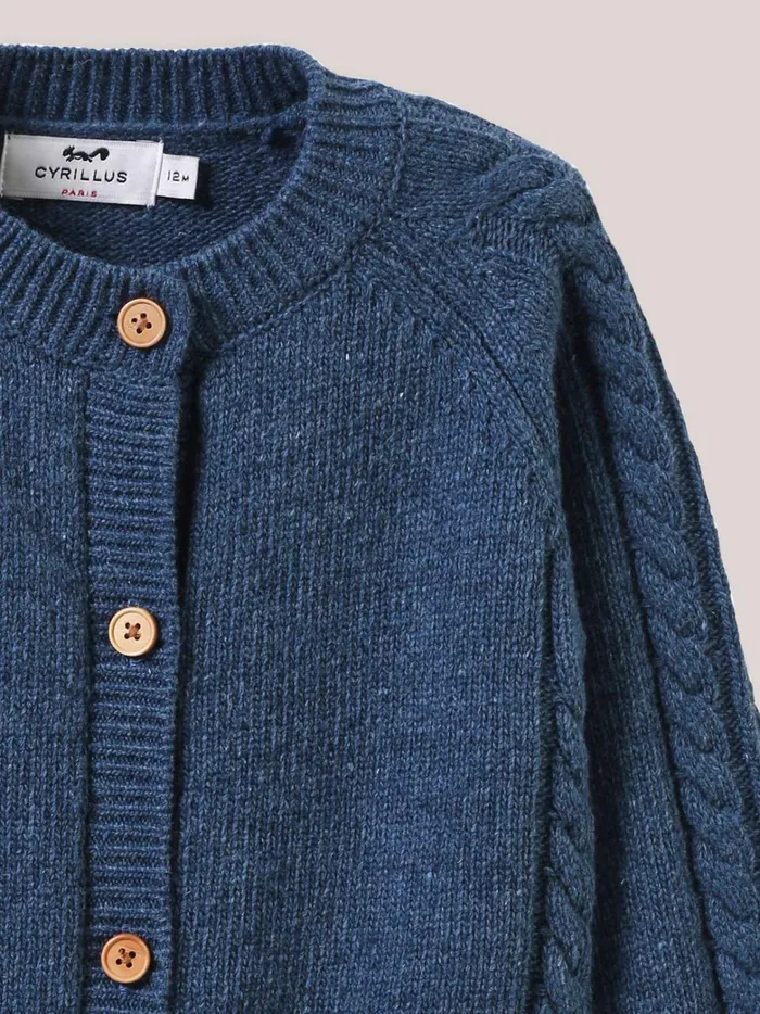 Baby Baby Girl Cyrillus Cable Knit Cardigan Nuit