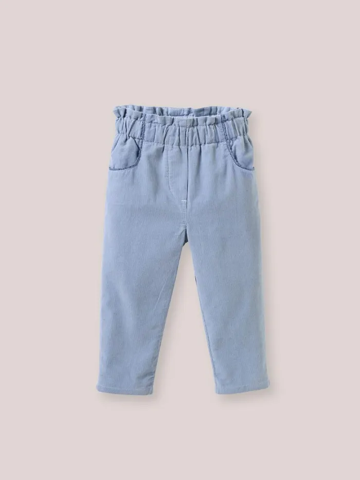 Baby Baby Girl Cyrillus Velour Trousers Bleu Clair