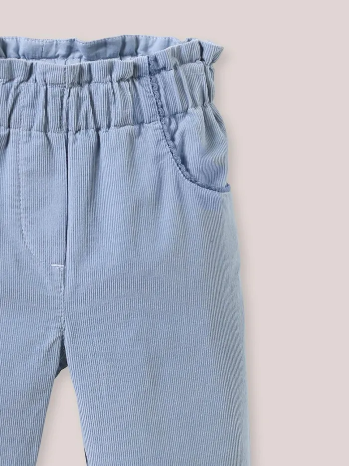 Baby Baby Girl Cyrillus Velour Trousers Bleu Clair