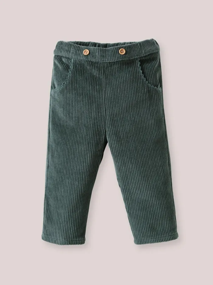 Baby Baby Girl Cyrillus Wide Wale Corduroy Trousers Eucalyptus