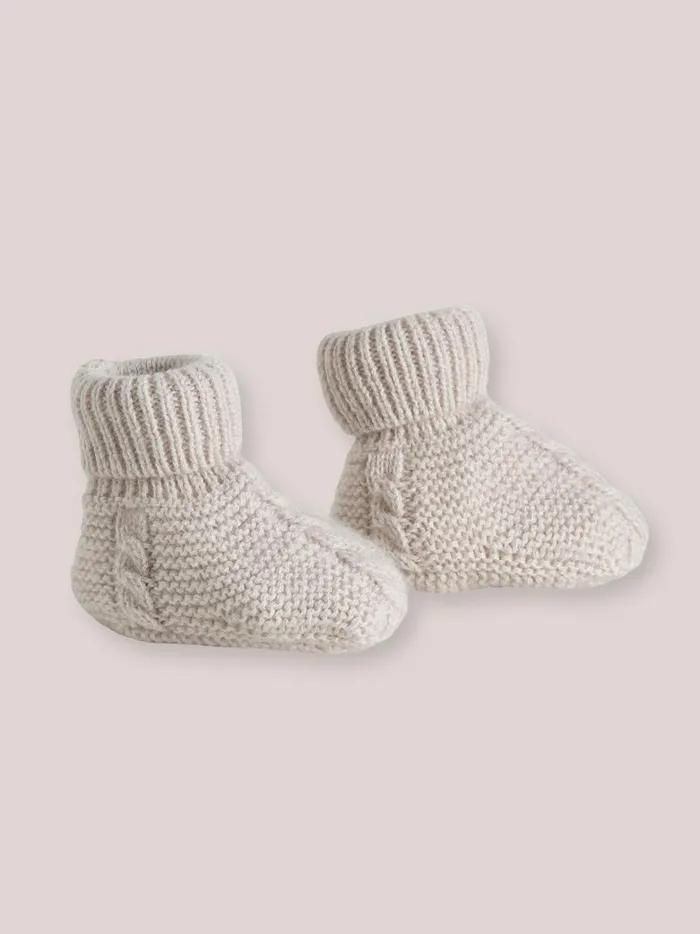 Baby Birth Cyrillus CableKnit Bootees Beige Chine