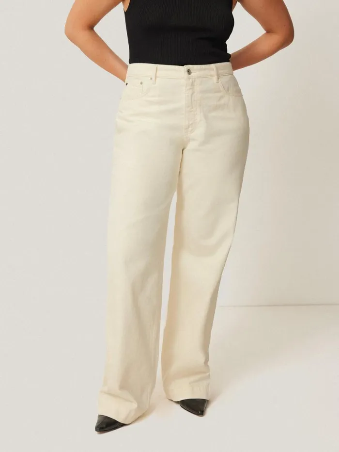 Balfour Long Wide Leg Jean Ecru Women Jigsaw Trousers