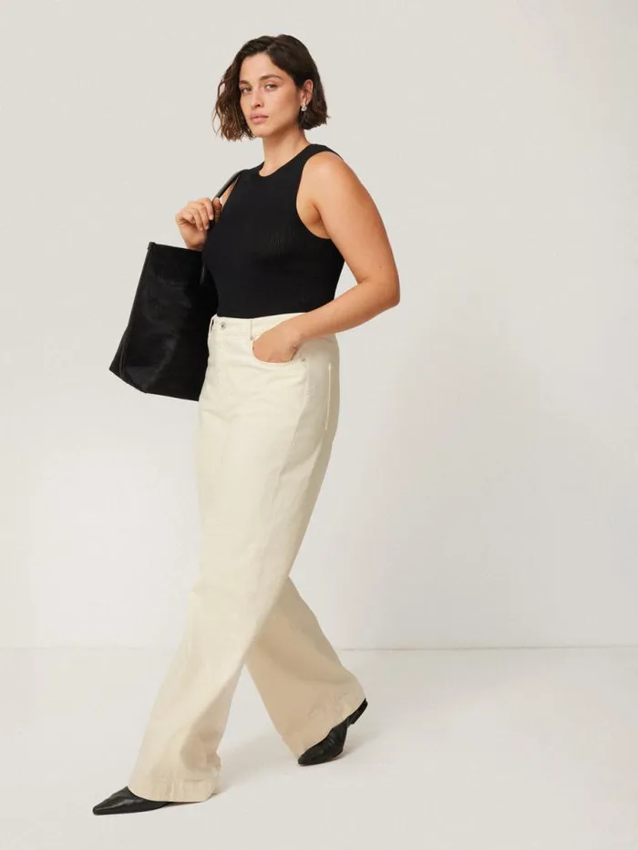 Balfour Long Wide Leg Jean Ecru Women Jigsaw Trousers