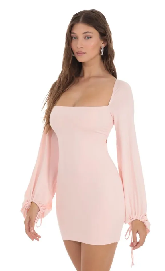 Balloon Sleeve Bodycon Dress Pink Women LUCY IN THE SKY Mini Dresses Balloon Sleeve Bodycon Dress Pink Women LUCY IN THE SKY Mini Dresses