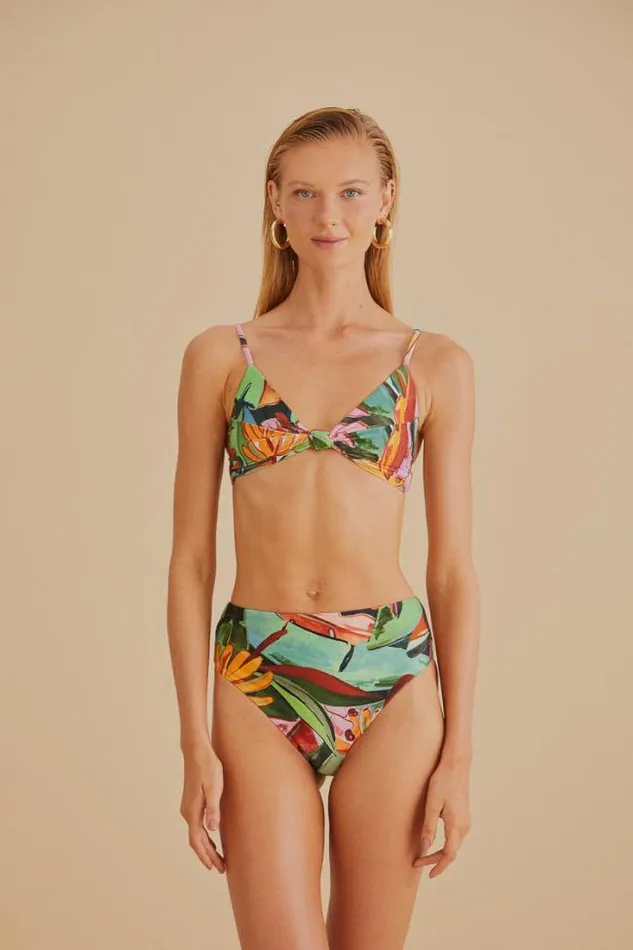 Banana Foliage High Waisted Bikini Bottom Women FARM Rio Bikinis