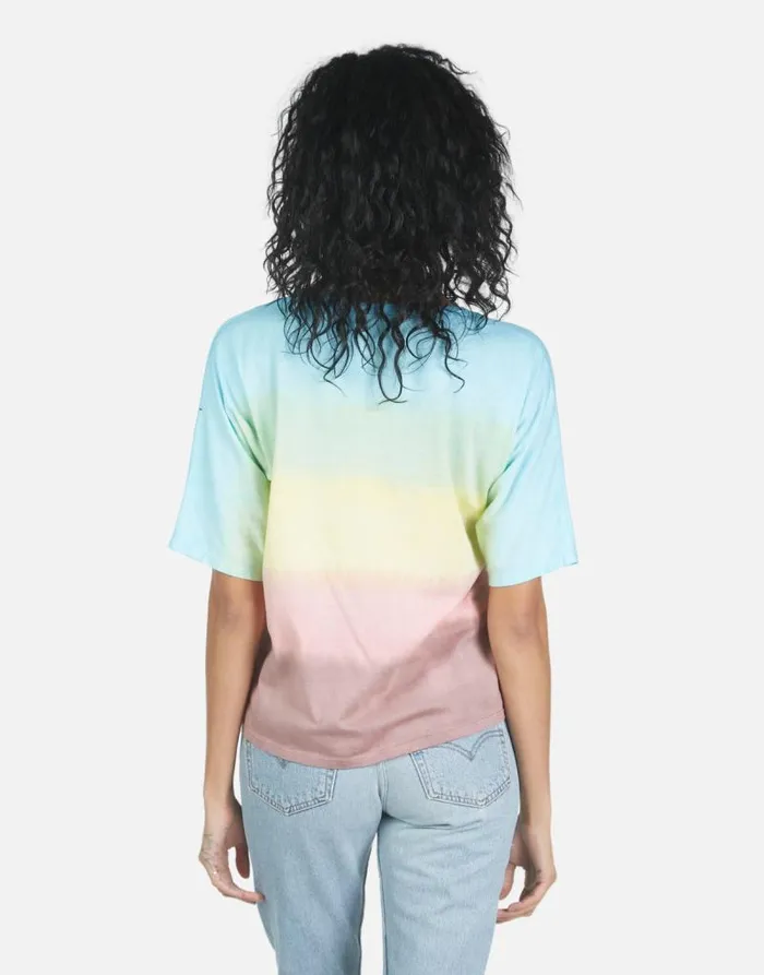 Barbie Text Happy Face Rainbow Ombre Women Lauren Moshi Short Sleeve