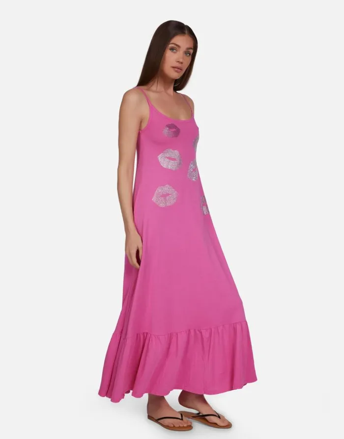 Beatrix Crystal Multi Lips Bright Pink Women Lauren Moshi Dresses