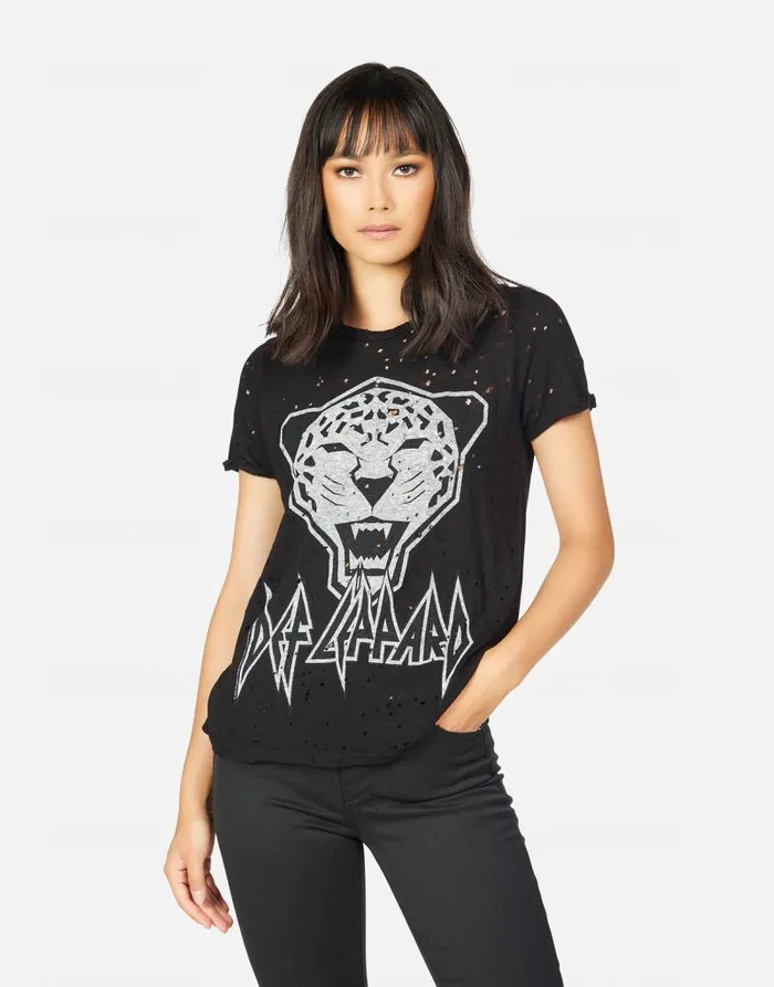 Bess Tiger Def Leppard Black Women Lauren Moshi Short Sleeve