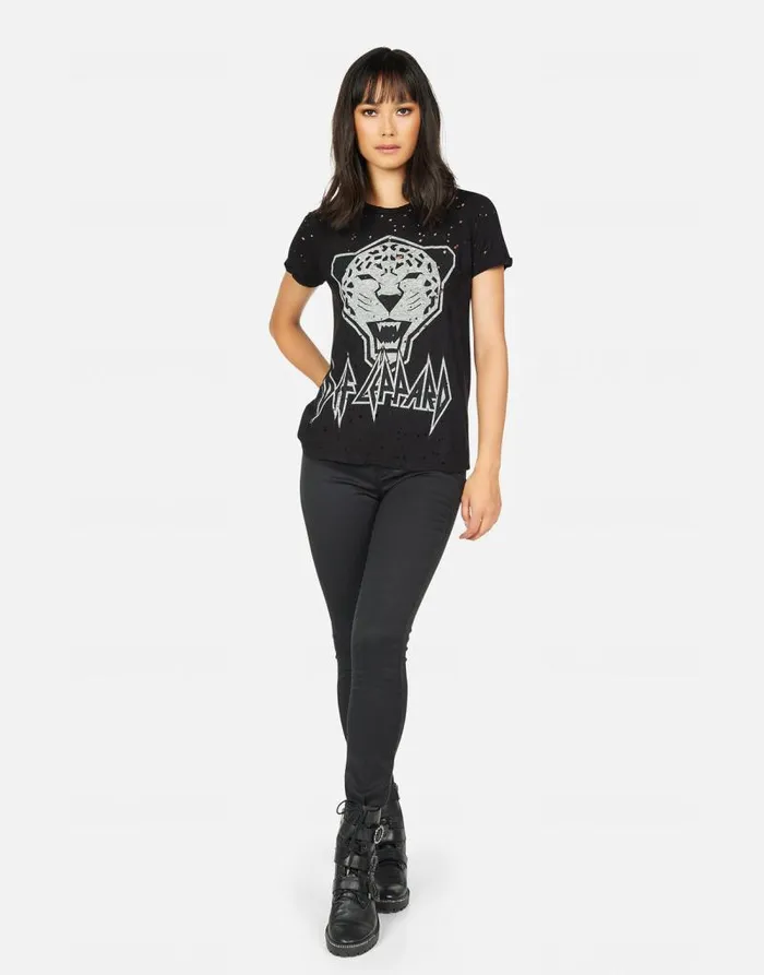 Bess Tiger Def Leppard Black Women Lauren Moshi Short Sleeve