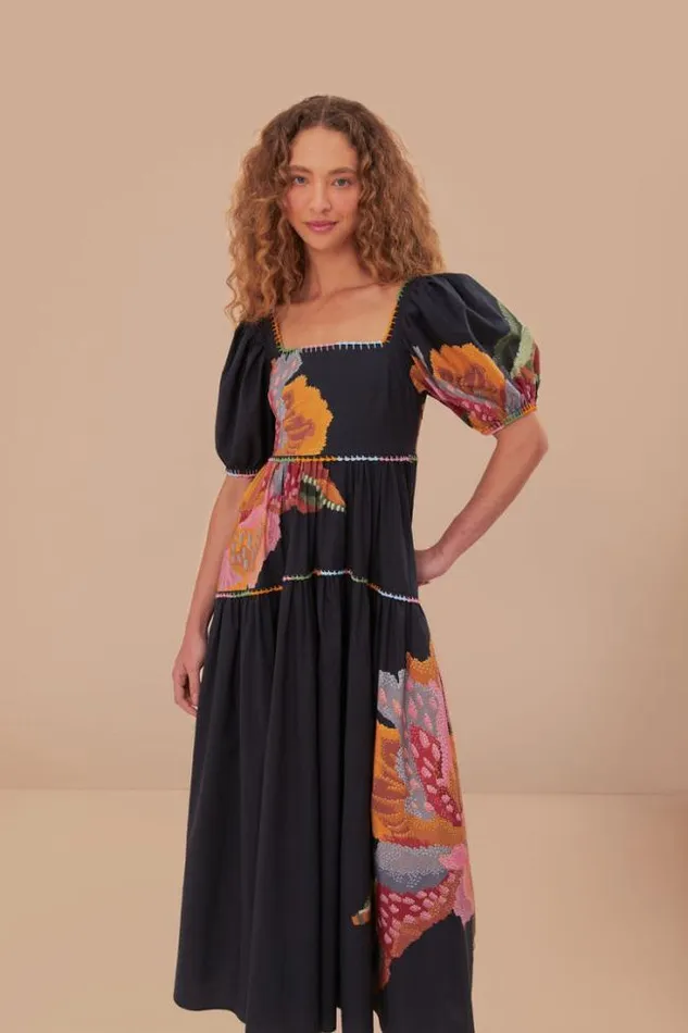 Black Lucy Floral Maxi Dress Women FARM Rio Maxi Dresses