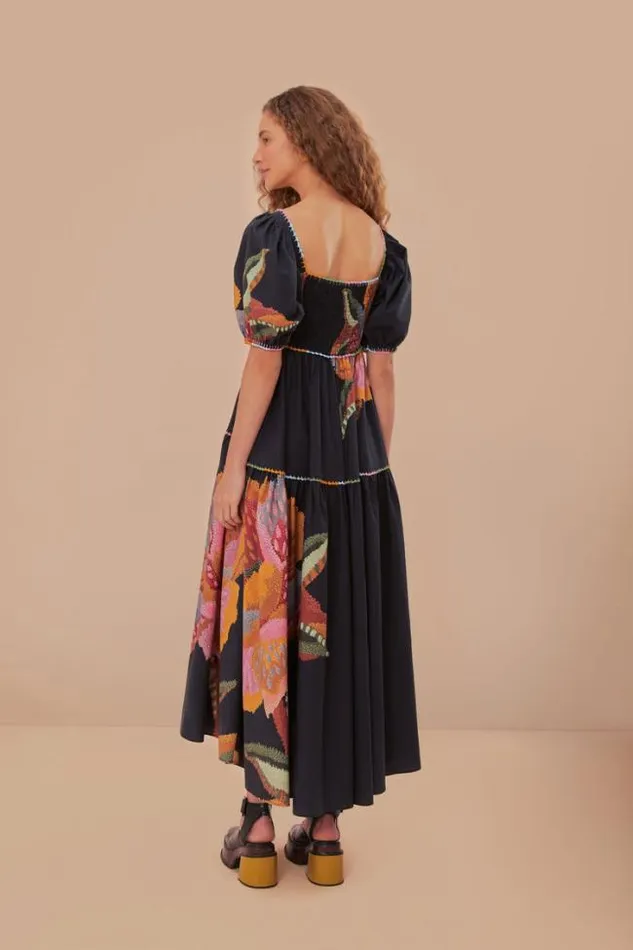 Black Lucy Floral Maxi Dress Women FARM Rio Maxi Dresses
