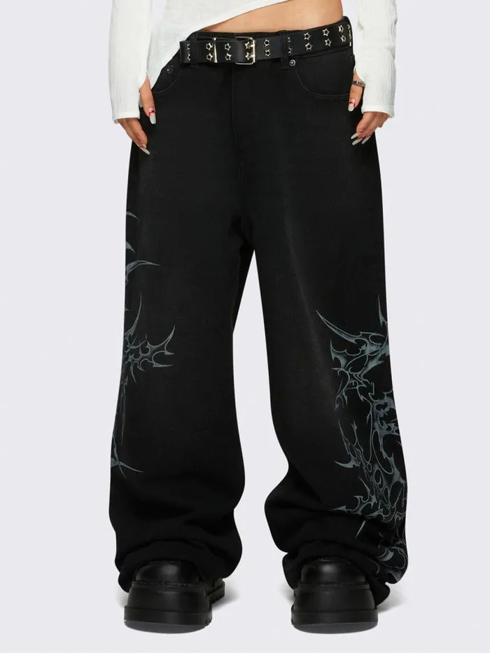 Blaze Graphic Baggy Jeans Women Minga London Bottoms