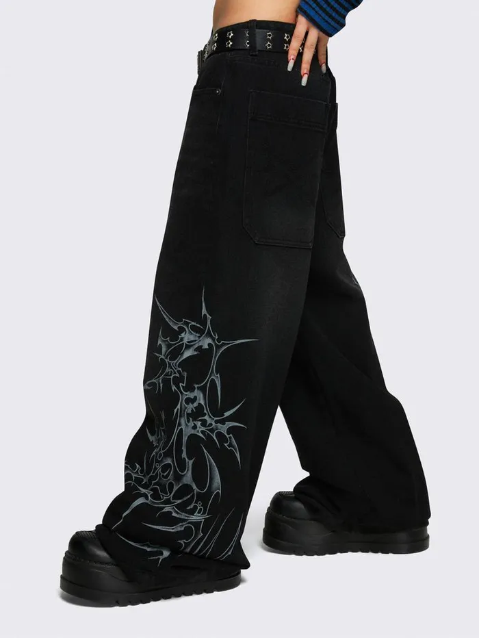 Blaze Graphic Baggy Jeans Women Minga London Bottoms
