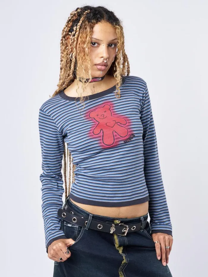 Bloody Teddy Blue Striped Top Women Minga London Tops and TShirts