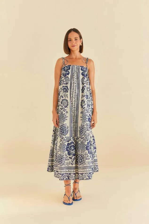 Blue Pineapple Garden Maxi Dress Women FARM Rio Maxi Dresses
