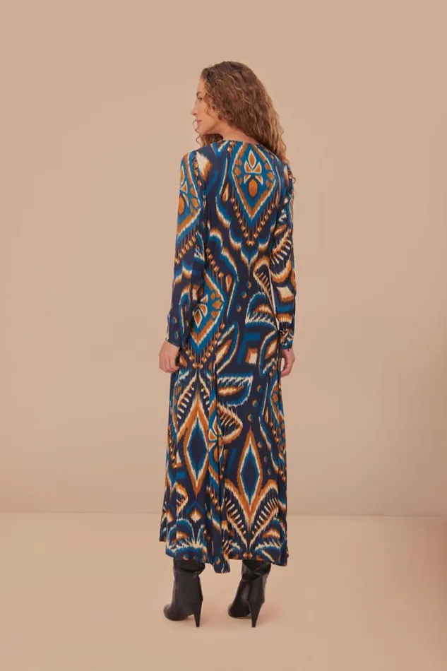 Blue Pineapple Ikat Lenzing Ecovero Viscose Maxi Dress Women FARM Rio Maxi Dresses