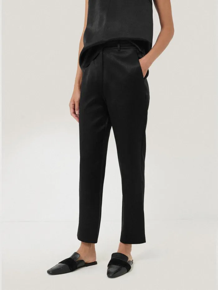 Bonded Satin Trouser Black Women Jigsaw Party