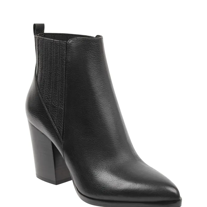 Boots and Booties Women Alva Pointy Toe Bootie Black Leather Marc Fisher