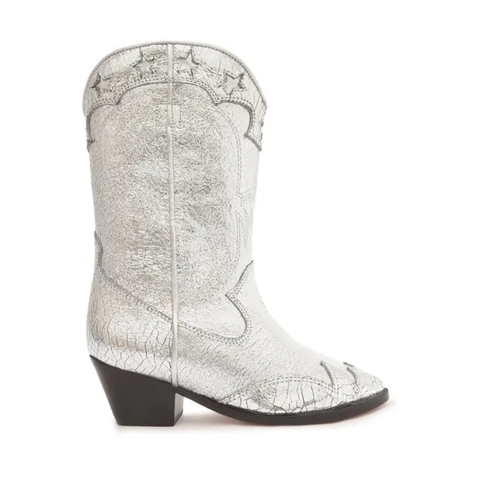 Boots Cicera Metallic Leather Bootie Silver Schutz Shoes Booties