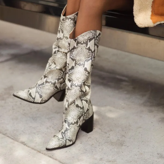 Boots Maryana Block Boot Natural Snake Schutz Shoes Boots Boots Maryana Block Boot Natural Snake Schutz Shoes Boots