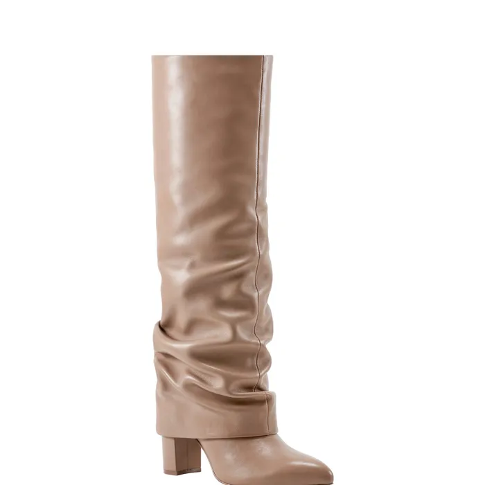Boots Women Marc Fisher Lalita Foldover Dress Boot Light Natural Leather