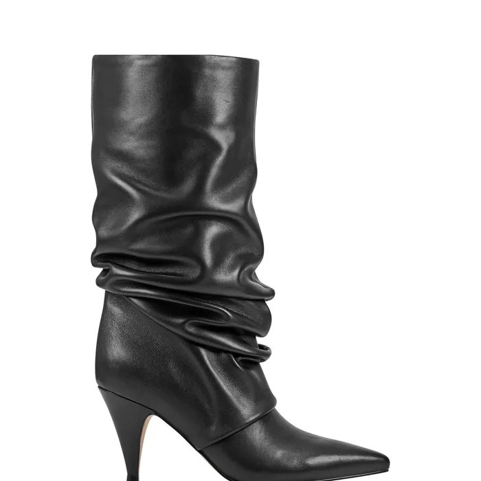 Boots Women Paityn Scrunch Dress Boot Black Leather Marc Fisher