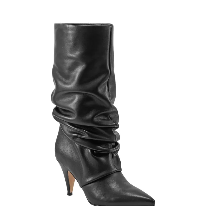 Boots Women Paityn Scrunch Dress Boot Black Leather Marc Fisher