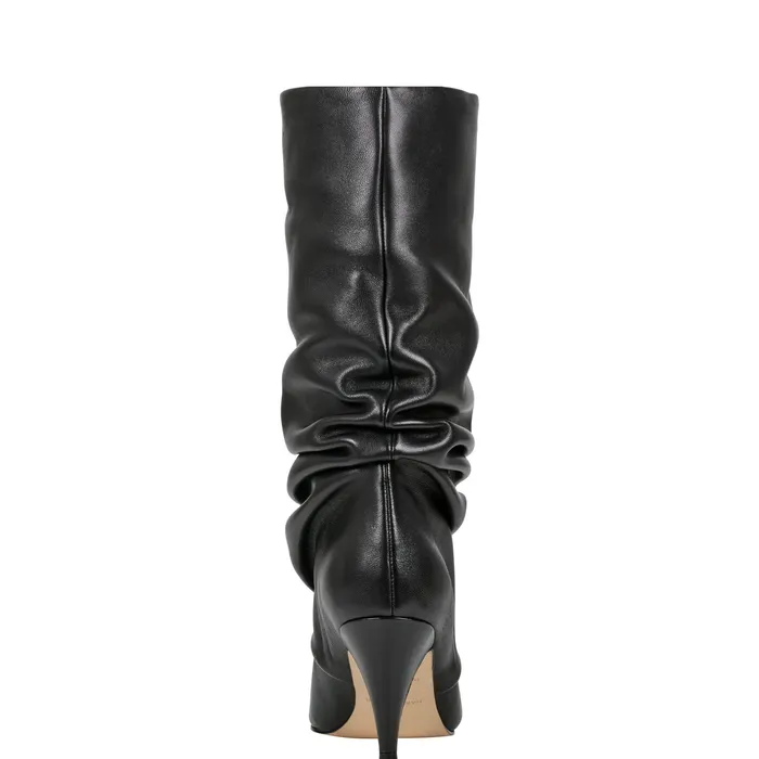 Boots Women Paityn Scrunch Dress Boot Black Leather Marc Fisher