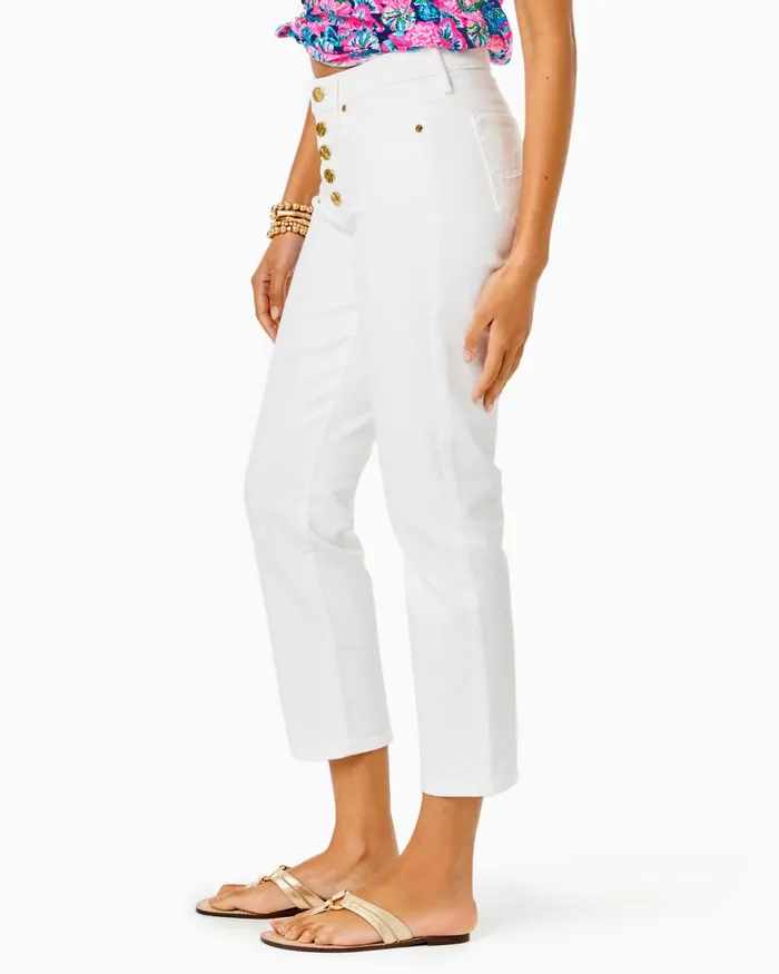 Bottoms Women Lilly Pulitzer 27034 South Ocean High Rise Straight Leg Jean Resort White Bottoms Women Lilly Pulitzer 27034 South Ocean High Rise Straight Leg Jean Resort White